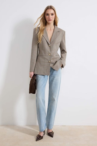 Veste - Marron clair et bleu foncé