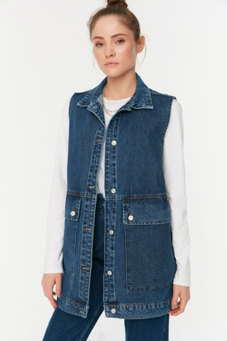 Veste en jean sans manches - 
Bleu