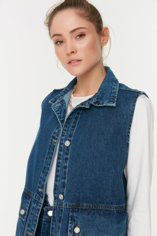 Veste en jean sans manches - 
Bleu