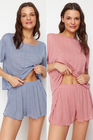 2 shorts de pyjama - Rose et bleu