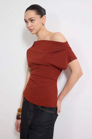 Top drapé - Rouge brique