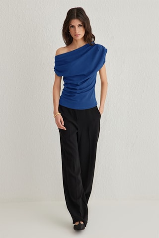 Top drapé - Bleu marine