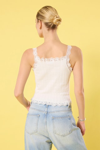 Top bi-matière - Ecru