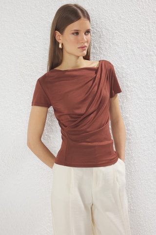 Top drapé - Marron