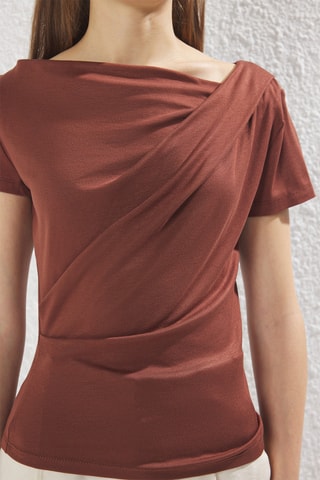 Top drapé - Marron