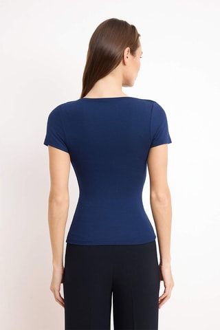 Top drapé - Bleu marine