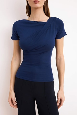 Top drapé - Bleu marine