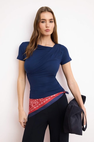 Top drapé - Bleu marine