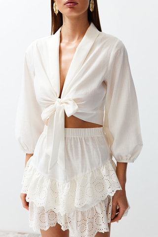 Crop top noué - Blanc