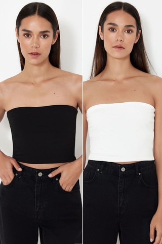 2 tops bustier - Blanc et écru