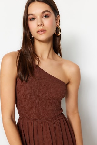 Robe asymétrique - Marron