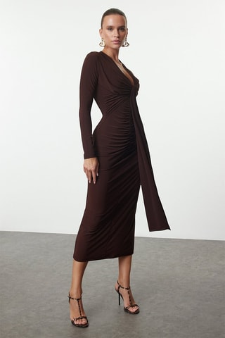 Robe midi - Marron foncé