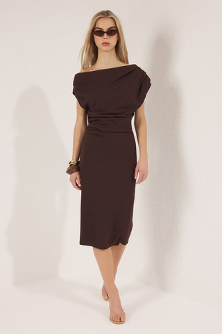 Robe fourreau - Marron foncé