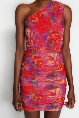 Robe asymétrique - Rouge et violet