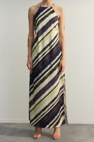 Robe longue - Beige et noir