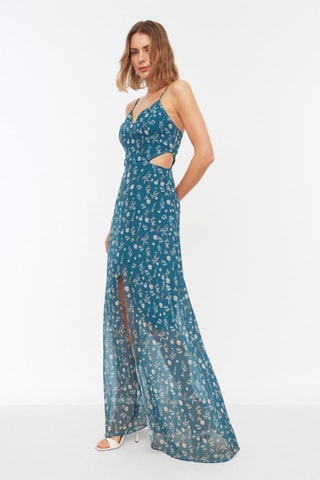 Robe longue - Bleu pétrole