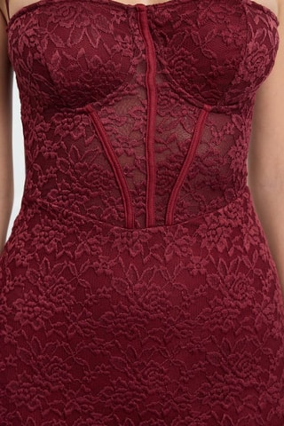 Robe midi en dentelle - Bordeaux