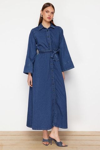 Robe chemise en jean - Bleu