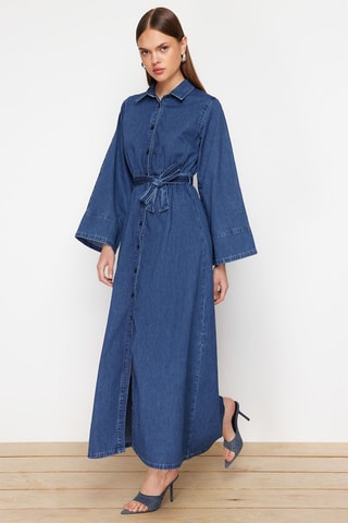 Robe chemise en jean - Bleu