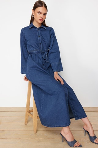 Robe chemise en jean - Bleu