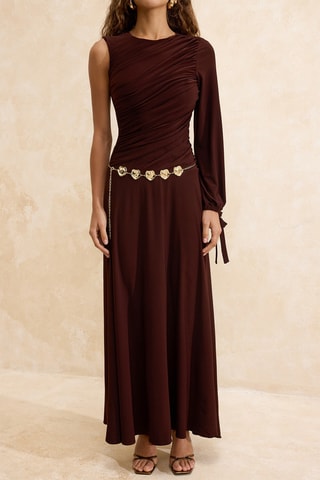 Robe drapée - Marron foncé