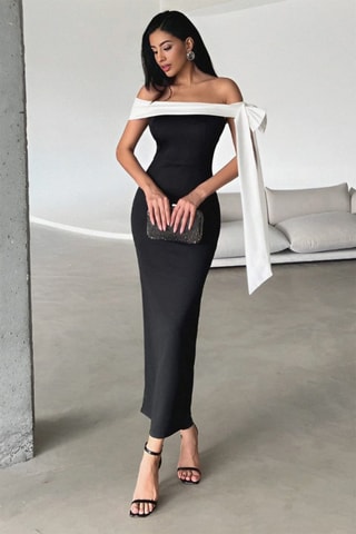 Robe fourreau - Noir et blanc