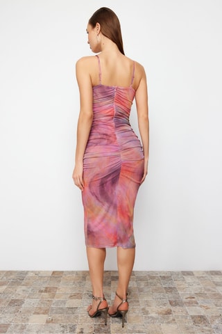 Robe drapée tie and dye - Rose