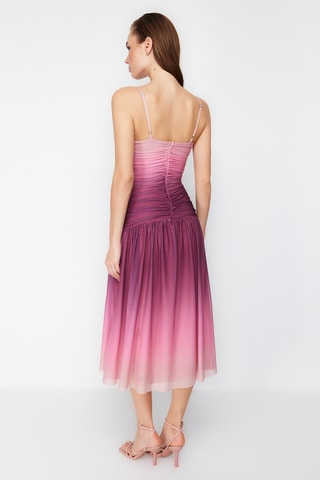 Robe drapée dip and dye - Rose