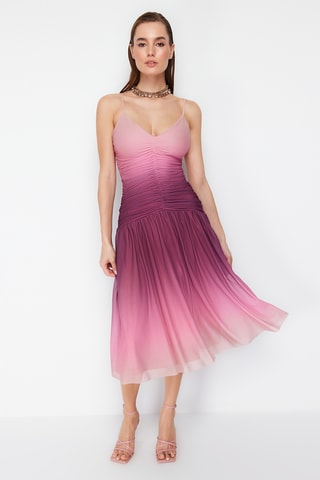 Robe drapée dip and dye - Rose