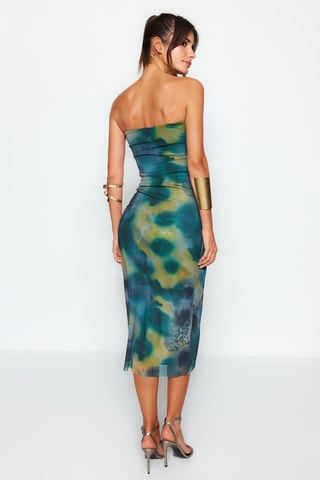 Robe bustier - Vert foncé et turquoise