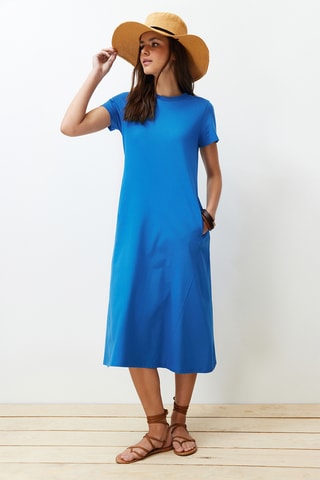 Robe midi - Bleu