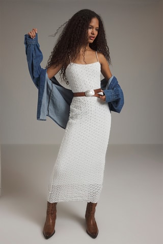 Robe longue en dentelle - Blanc