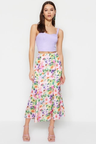 Jupe longue  taille haute - Rose et vert