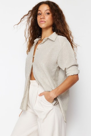 Chemisier oversize - Vert d'eau et blanc