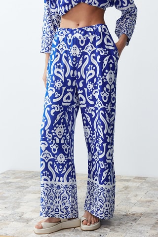 Chemisier et pantalon taille haute - Bleu roi