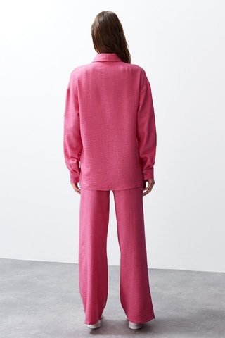 Chemisier et pantalon taille haute - Fuchsia
