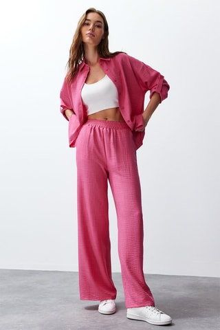 Chemisier et pantalon taille haute - Fuchsia