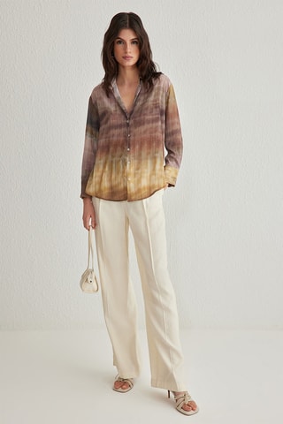 Chemisier regular tie and dye - Jaune et taupe