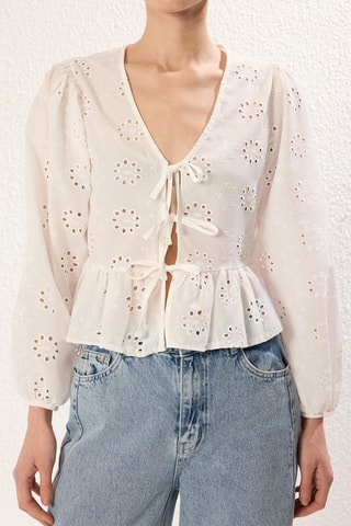 Chemisier regular en broderie anglaise - Blanc