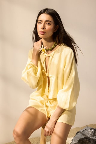 Chemisier en lin - Jaune