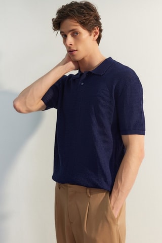 Polo relaxed - Bleu marine