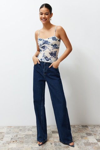 Caraco - Blanc et bleu cobalt