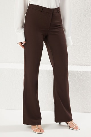 Pantalon taille haute - Marron