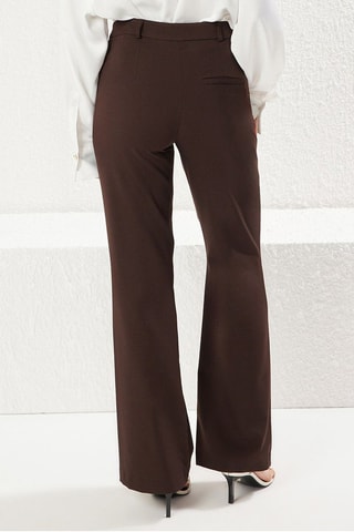 Pantalon taille haute - Marron