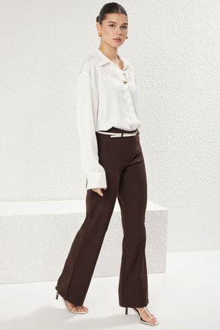 Pantalon taille haute - Marron