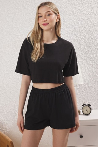 3 shorts de pyjama taille haute - Noir