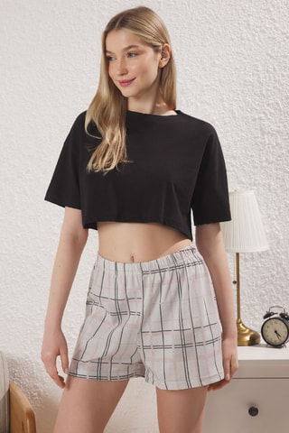 3 shorts de pyjama taille haute - Noir