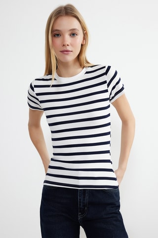 T-shirt - Bleu marine et blanc