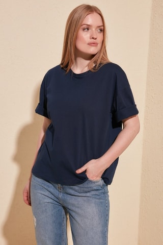 T-shirt relaxed - Marineblauw