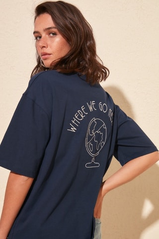 T-shirt relaxed - Marineblauw